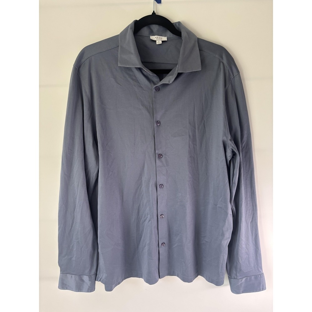 Reiss Shirt Mens XL Blue Egyptian‎ Cotton Long Sleeve Button Up Spread Collar